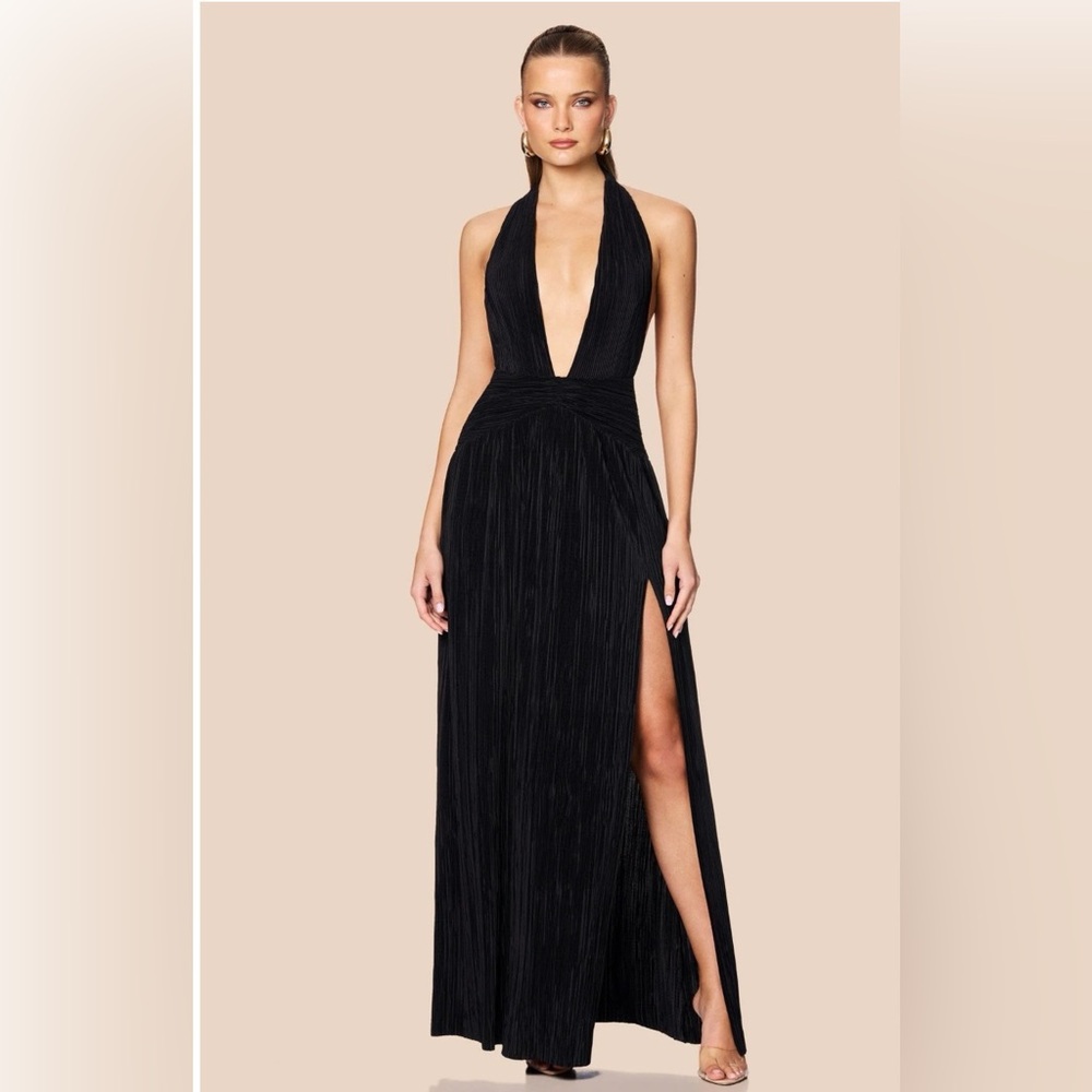 Nookie designer Black Halter Twist-Front Maxi Dress